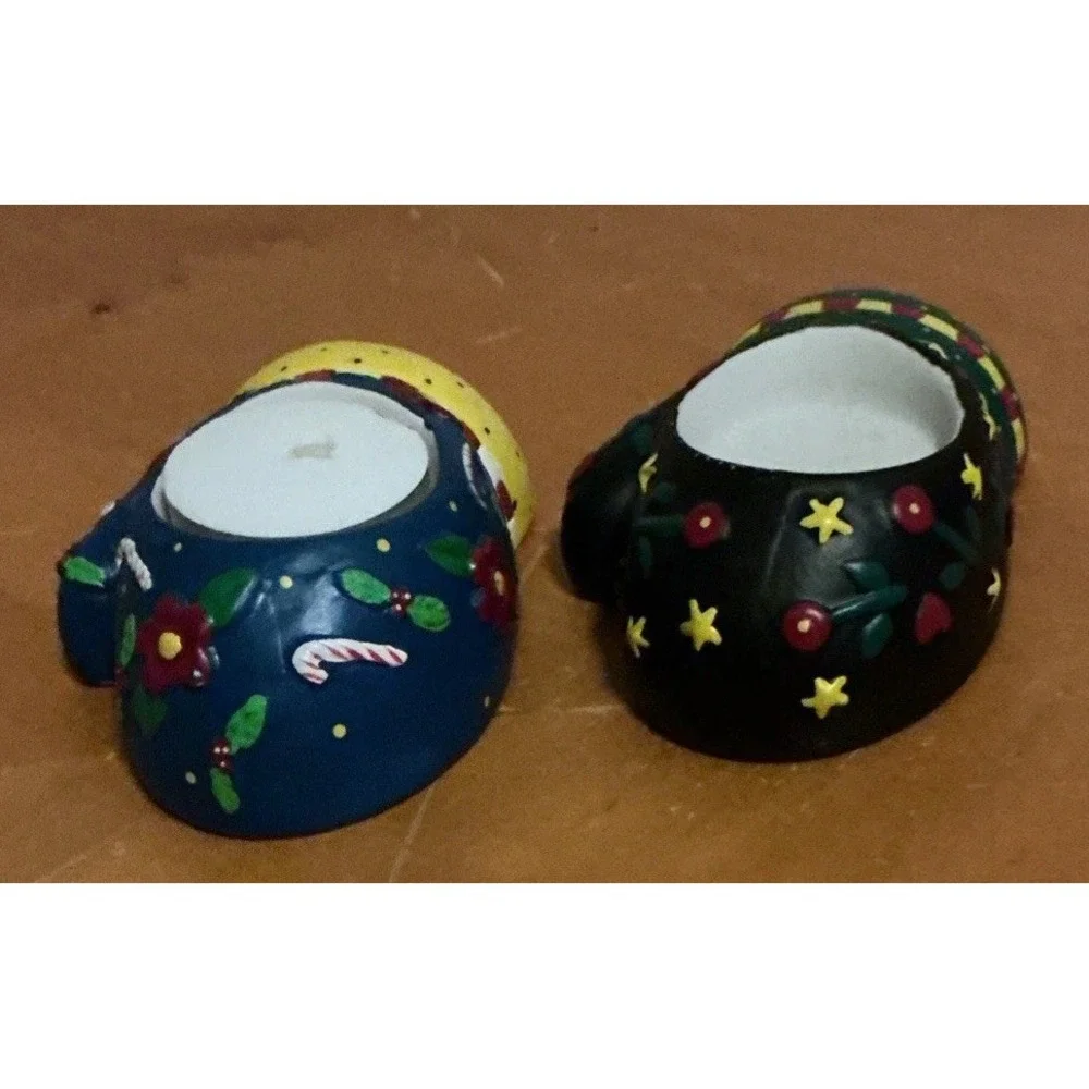 Mary Engelbreit‎ Set of 2 Mitten Shaped Tea Light Holders Winter Whimsical